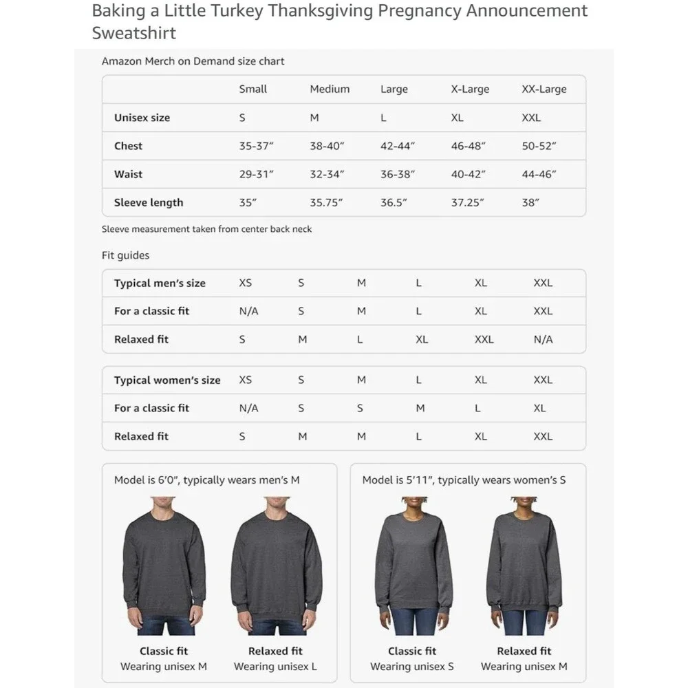 Baking a Little Turkey Thanksgiving Pregnancy Announcement Sweatshirt gray XL